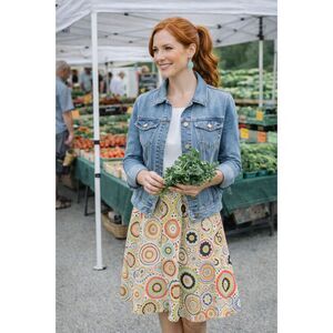 Talbots Womens Size 14 Colorful Patterned  Fitted Lined Fun Bright Casual Skirt